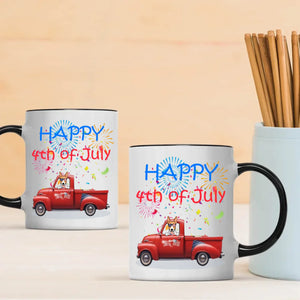 4th of July Red Truck Mug with Dog – Custom Independence Day Gift - 89Prints