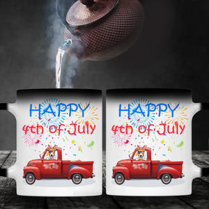 4th of July Red Truck Mug with Dog – Custom Independence Day Gift - 89Prints