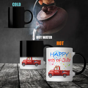 4th of July Red Truck Mug with Dog – Custom Independence Day Gift - 89Prints