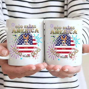 Dog Lover Mug – American Flag Design with “GOD BLESS AMERICA” & “GOD DOG BLESS” - 89Prints
