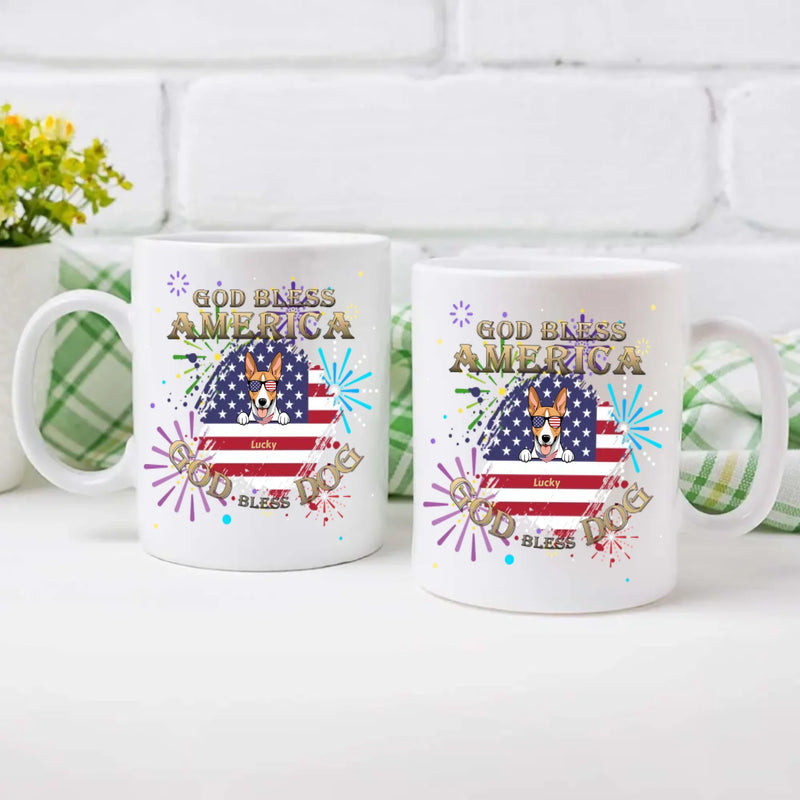 Dog Lover Mug – American Flag Design with “GOD BLESS AMERICA” & “GOD DOG BLESS” - 89Prints
