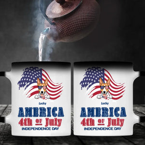 Independence Day Dog Mug – Personalized Ceramic Cup with Sunglasses Dog & American Flag - 89Prints
