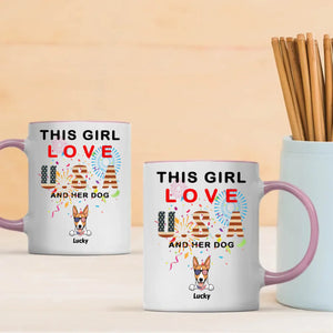 Custom Dog Mug – “This Girl Loves USA and Her Dog” with Patriotic Dog Graphic - 89Prints