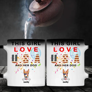 Custom Dog Mug – “This Girl Loves USA and Her Dog” with Patriotic Dog Graphic - 89Prints