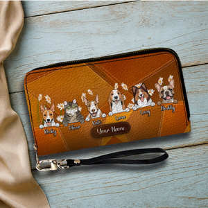 Floral Personalized Pet Wallet – Custom Dog & Cat Portrait with Flowers | 89Prints