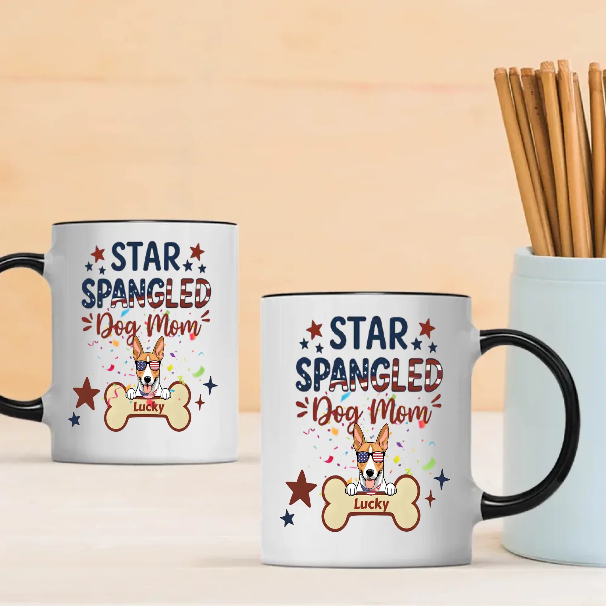 Dog Mom Gifts – Star Spangled Sunglasses Dog Mug for Patriotic Moms - 89Prints