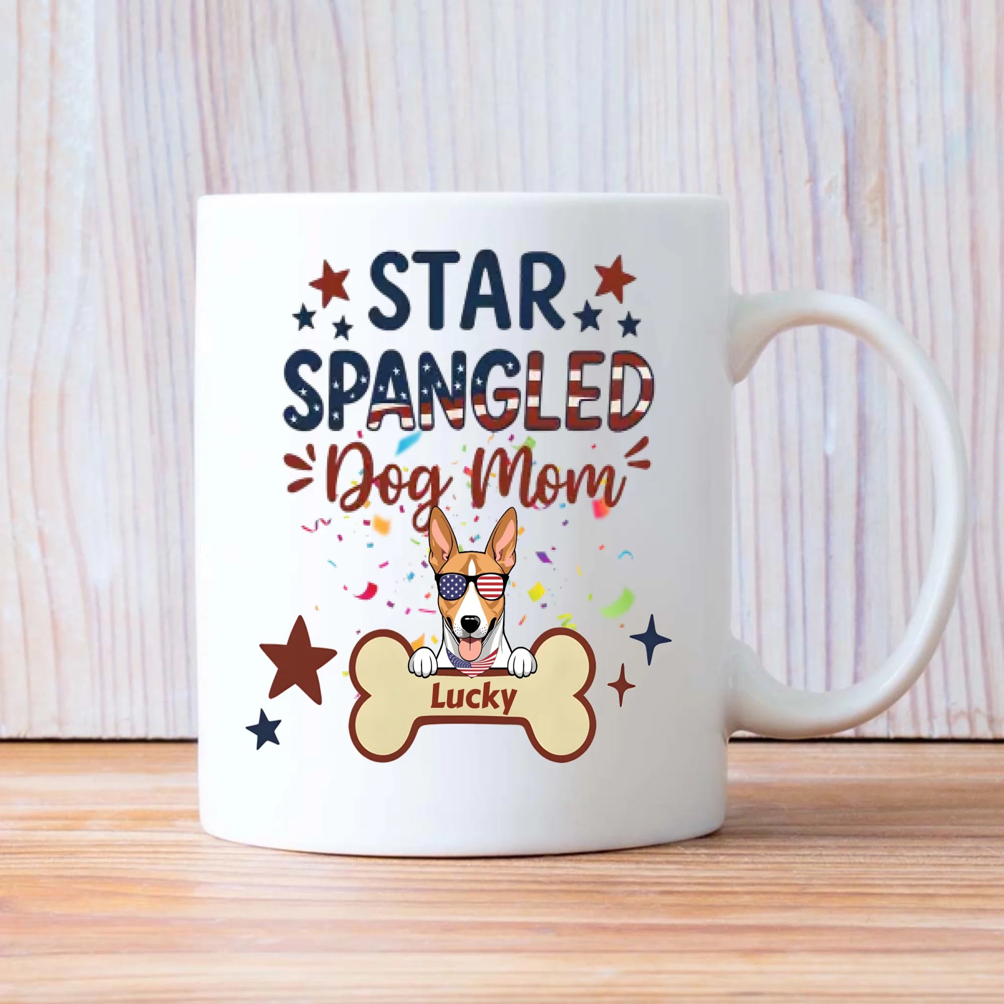 Dog Mom Gifts – Star Spangled Sunglasses Dog Mug for Patriotic Moms - 89Prints