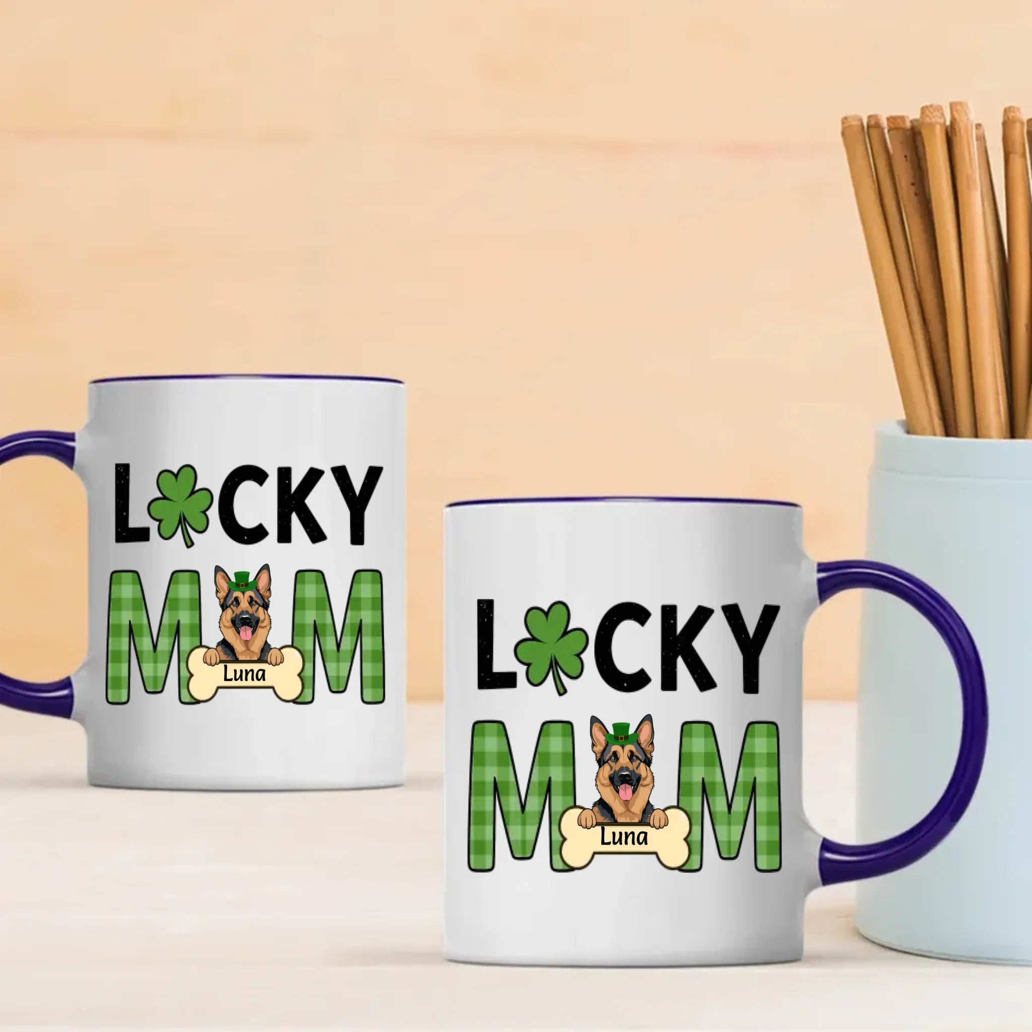 Lucky Pet Mom Custom Mug – Personalized Dog & Cat Names for St. Patrick’s Day - 89Prints