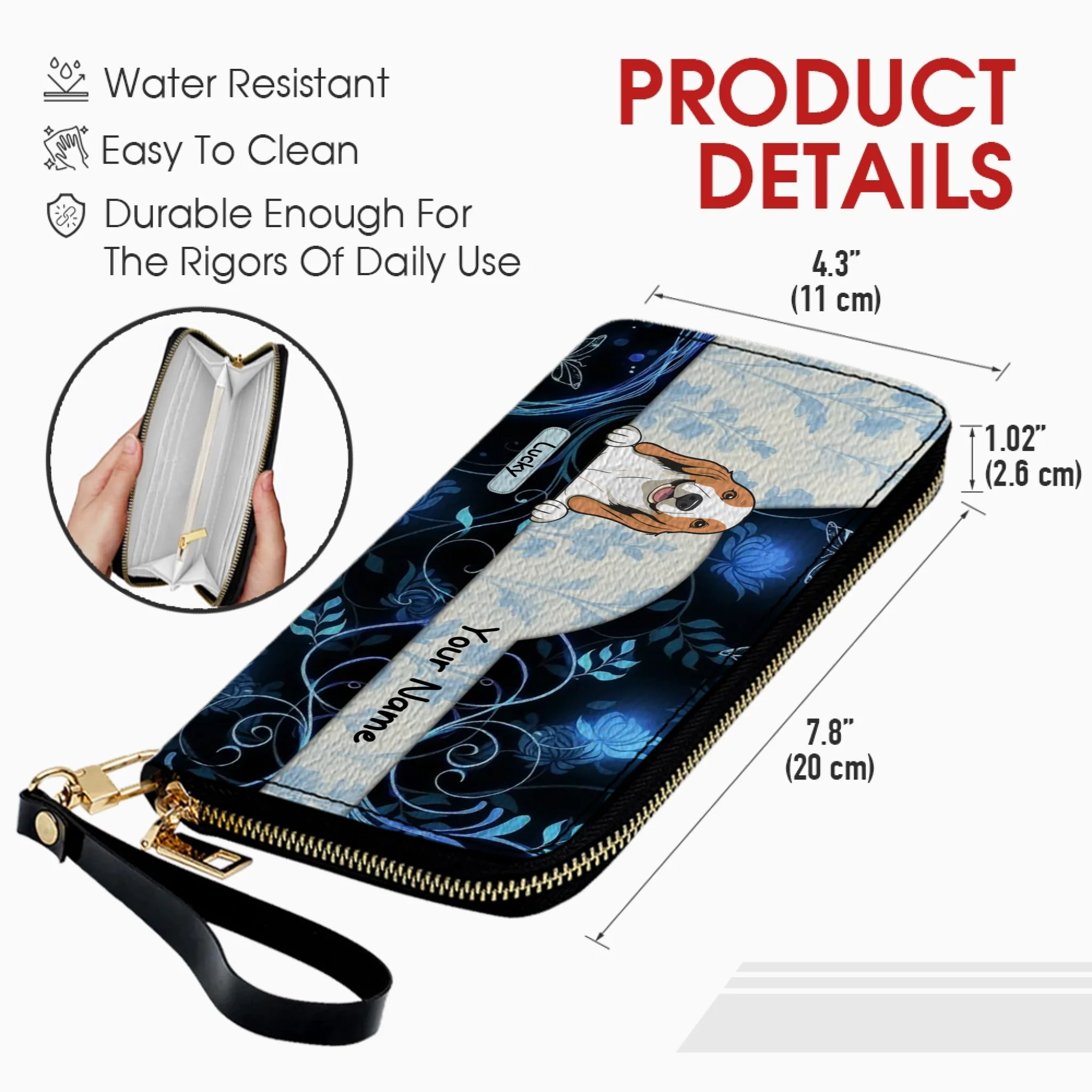 Watercolor Floral Personalized Pet Wallet – Custom Portrait Wallet | 89Prints