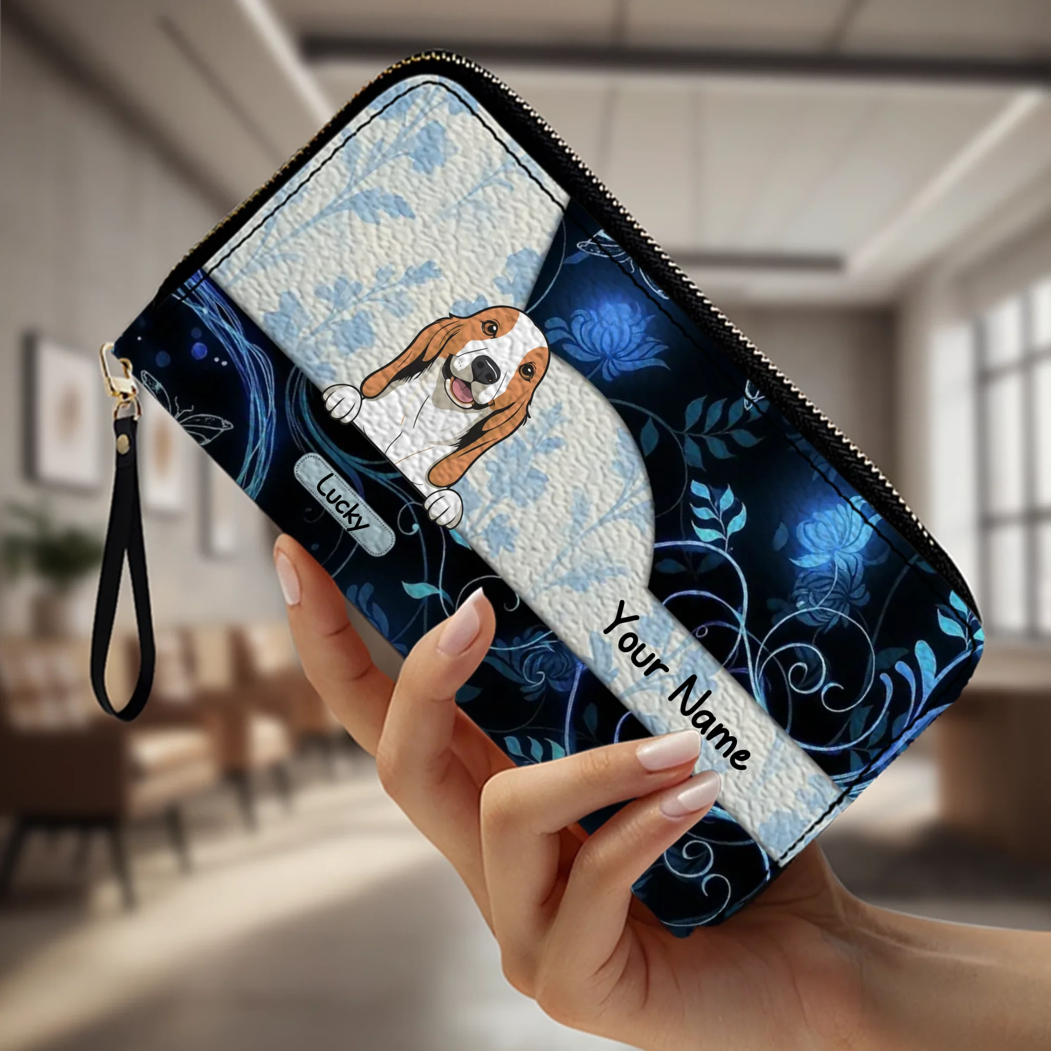 Watercolor Floral Personalized Pet Wallet – Custom Portrait Wallet | 89Prints