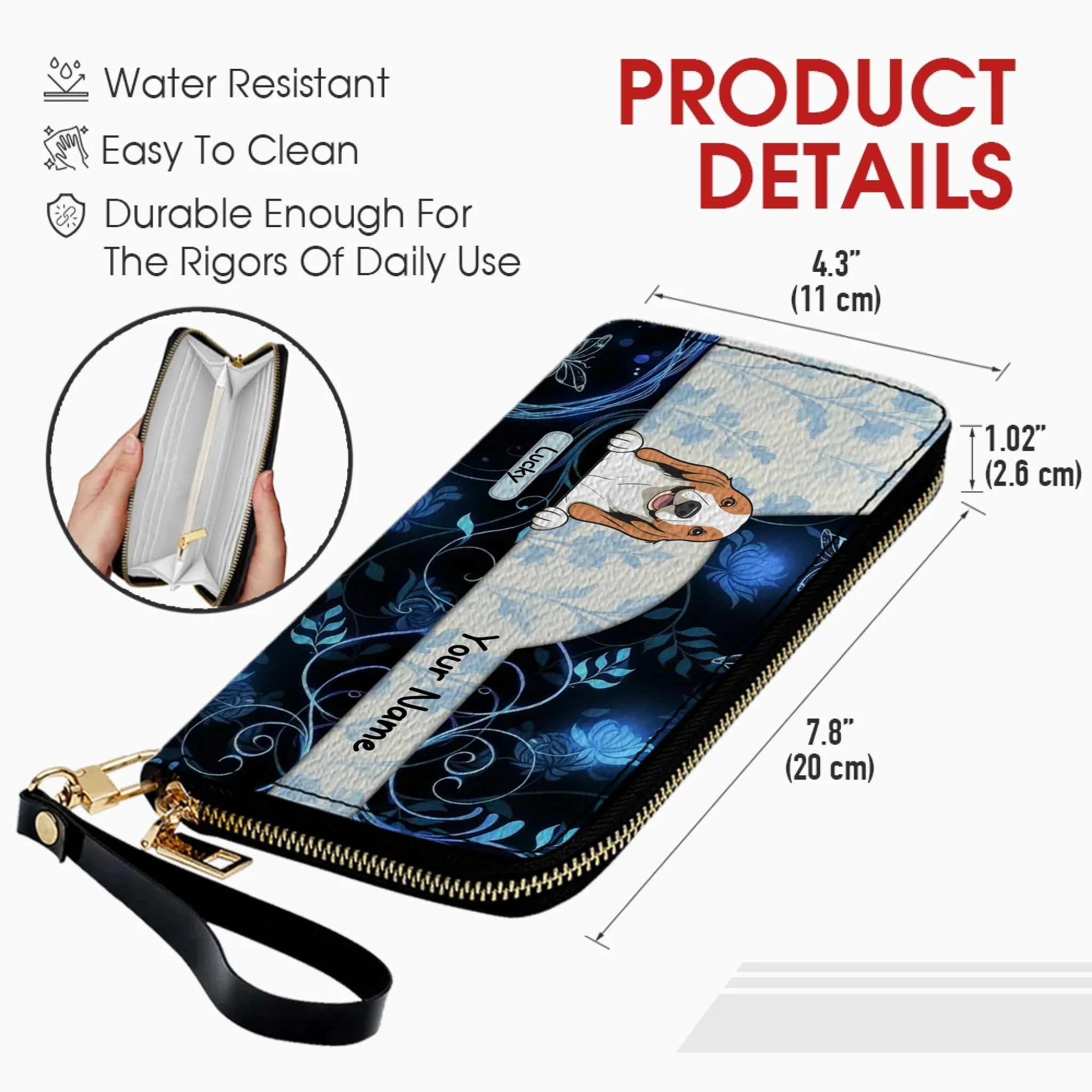 Watercolor Floral Personalized Pet Wallet – Custom Portrait Wallet | 89Prints