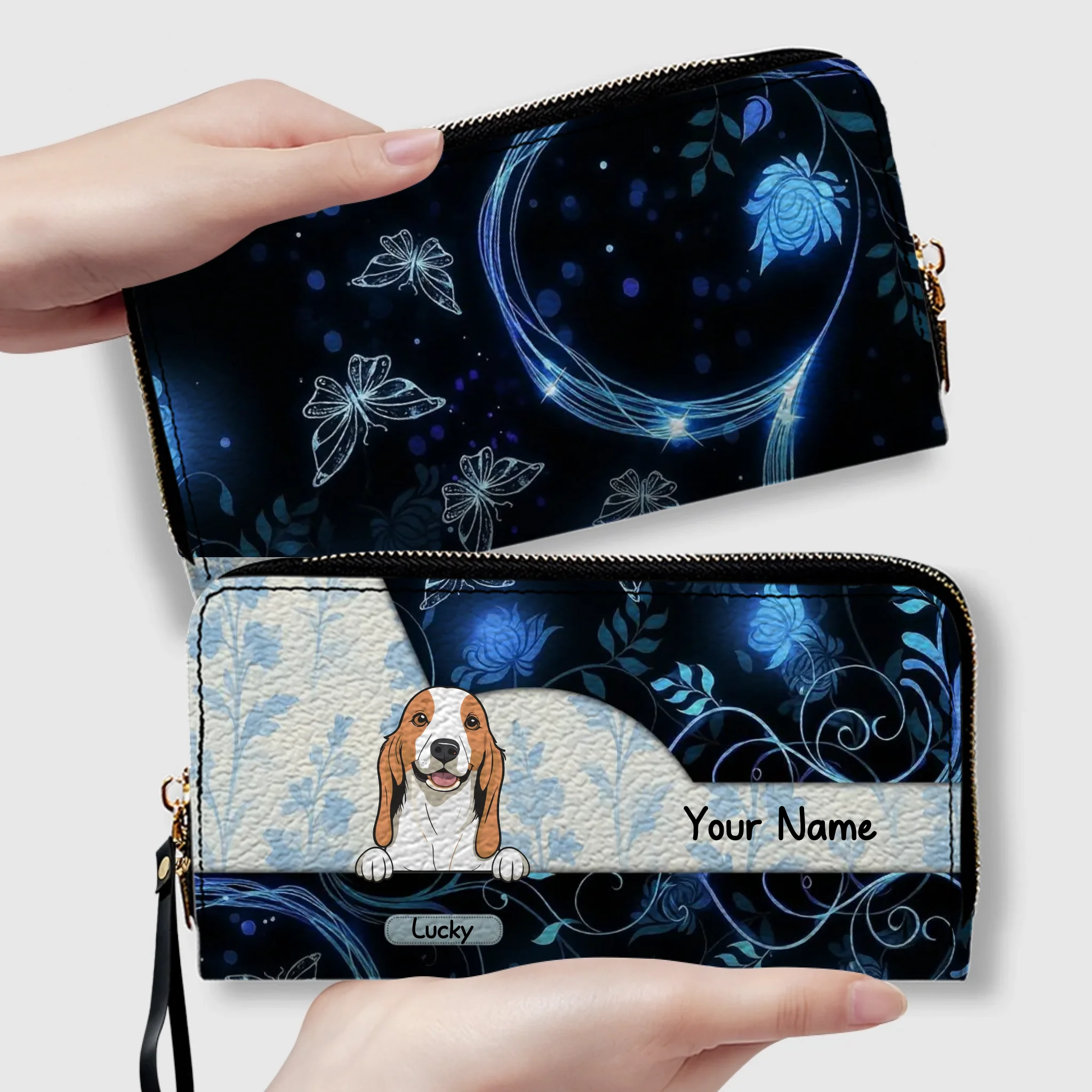 Watercolor Floral Personalized Pet Wallet – Custom Portrait Wallet | 89Prints