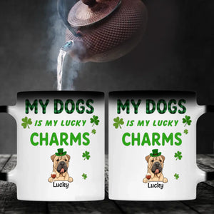 Happy Lucky Dog Mom Personalized Mug with Shamrocks for St. Patrick’s Day - 89Prints