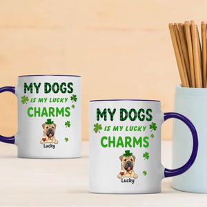 Happy Lucky Dog Mom Personalized Mug with Shamrocks for St. Patrick’s Day - 89Prints