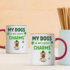 Happy Lucky Dog Mom Personalized Mug with Shamrocks for St. Patrick’s Day - 89Prints