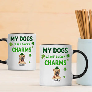 Happy Lucky Dog Mom Personalized Mug with Shamrocks for St. Patrick’s Day - 89Prints