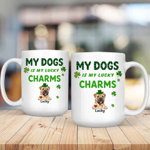 Happy Lucky Dog Mom Personalized Mug with Shamrocks for St. Patrick’s Day - 89Prints