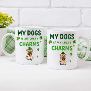 Happy Lucky Dog Mom Personalized Mug with Shamrocks for St. Patrick’s Day - 89Prints