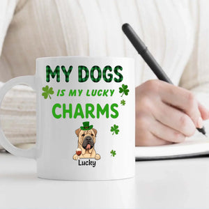 Happy Lucky Dog Mom Personalized Mug with Shamrocks for St. Patrick’s Day - 89Prints