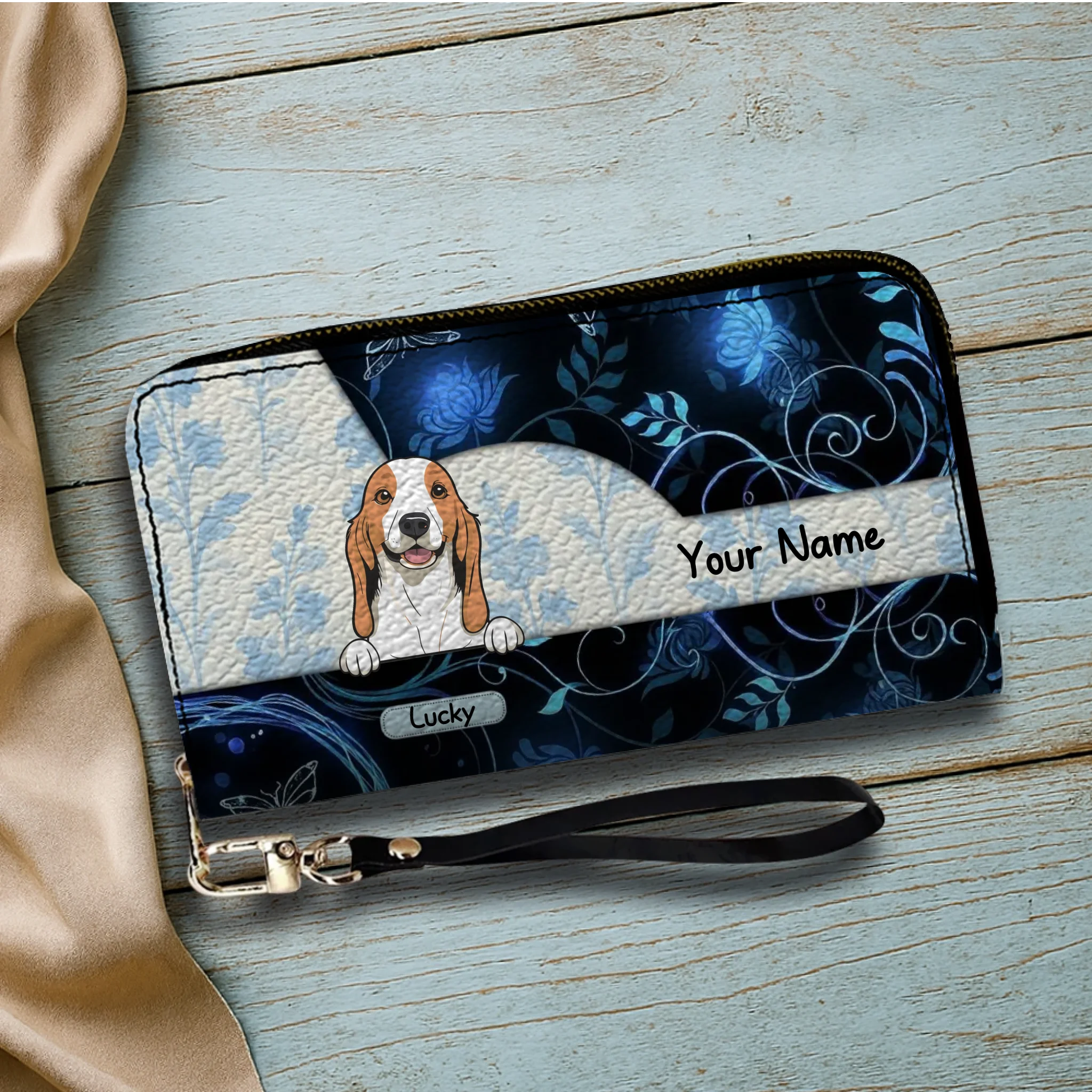 Watercolor Floral Personalized Pet Wallet – Custom Portrait Wallet | 89Prints