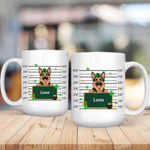 Custom St. Patrick’s Day Dog Mug – Leprechaun Dog with Shamrocks & Gold - 89Prints