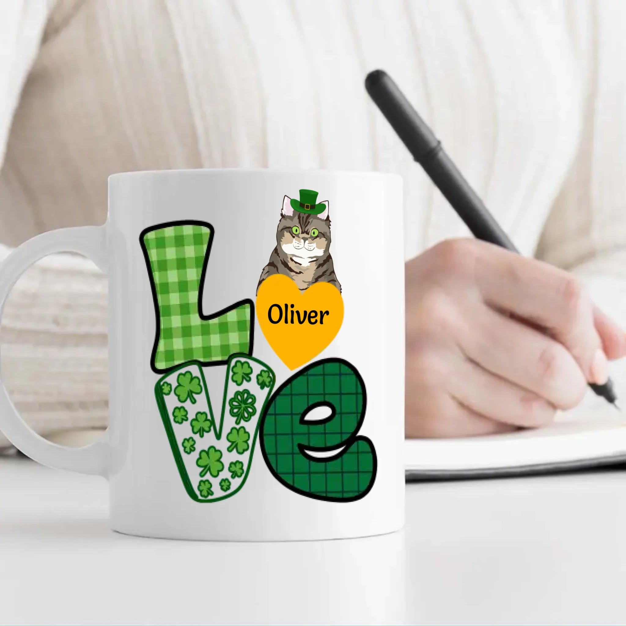 St. Patrick’s Day Custom Dog & Cat Mug – Personalized Shamrock Pet Name Gift – 89Prints