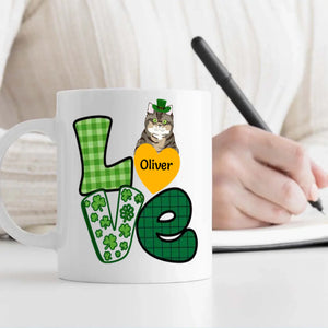 St. Patrick’s Day Custom Dog & Cat Mug – Personalized Shamrock Pet Name Gift – 89Prints