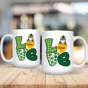 St. Patrick’s Day Custom Dog & Cat Mug – Personalized Shamrock Pet Name Gift – 89Prints