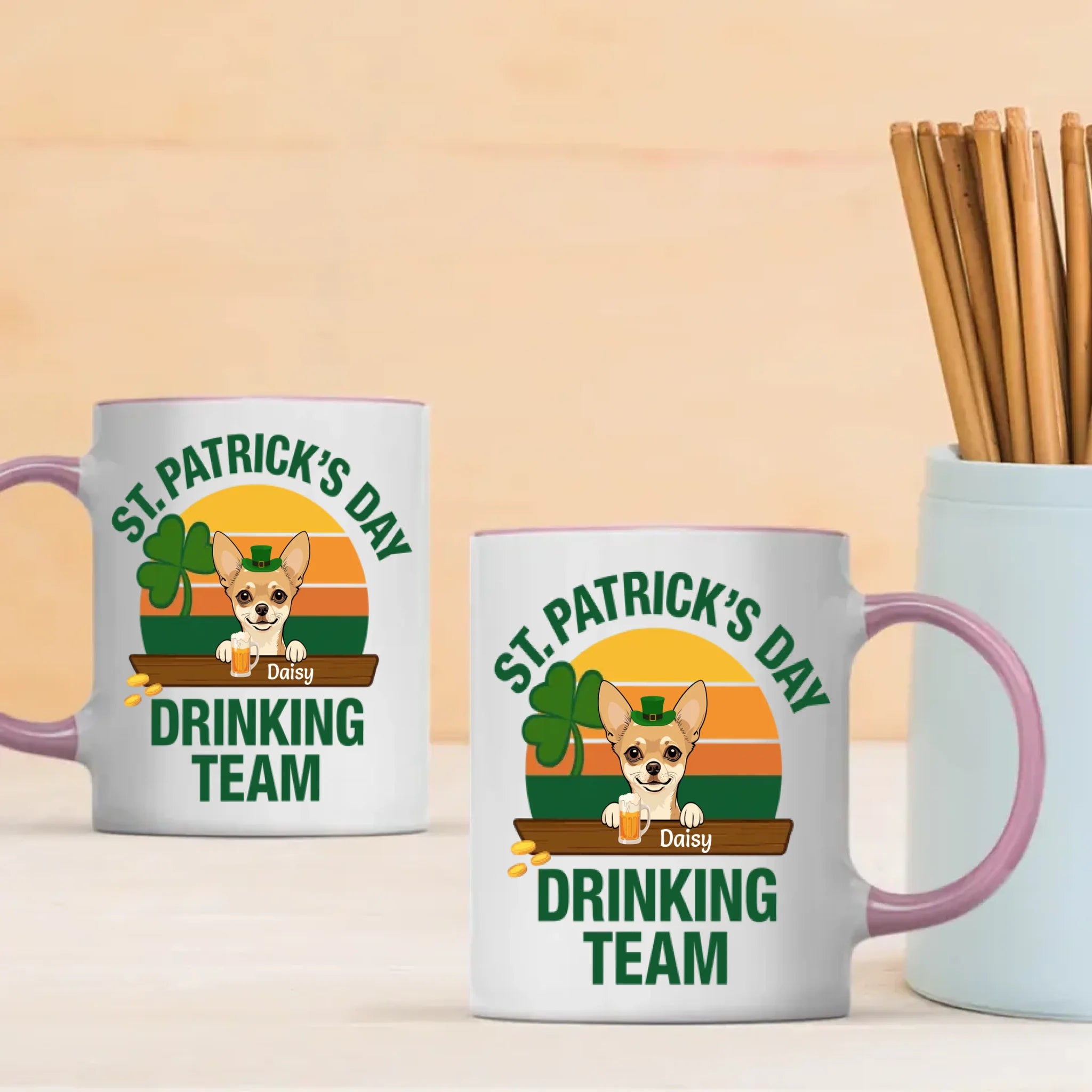 St. Patrick’s Day Drinking Team Dog Mug – Custom Leprechaun Dog Design - 89Prints
