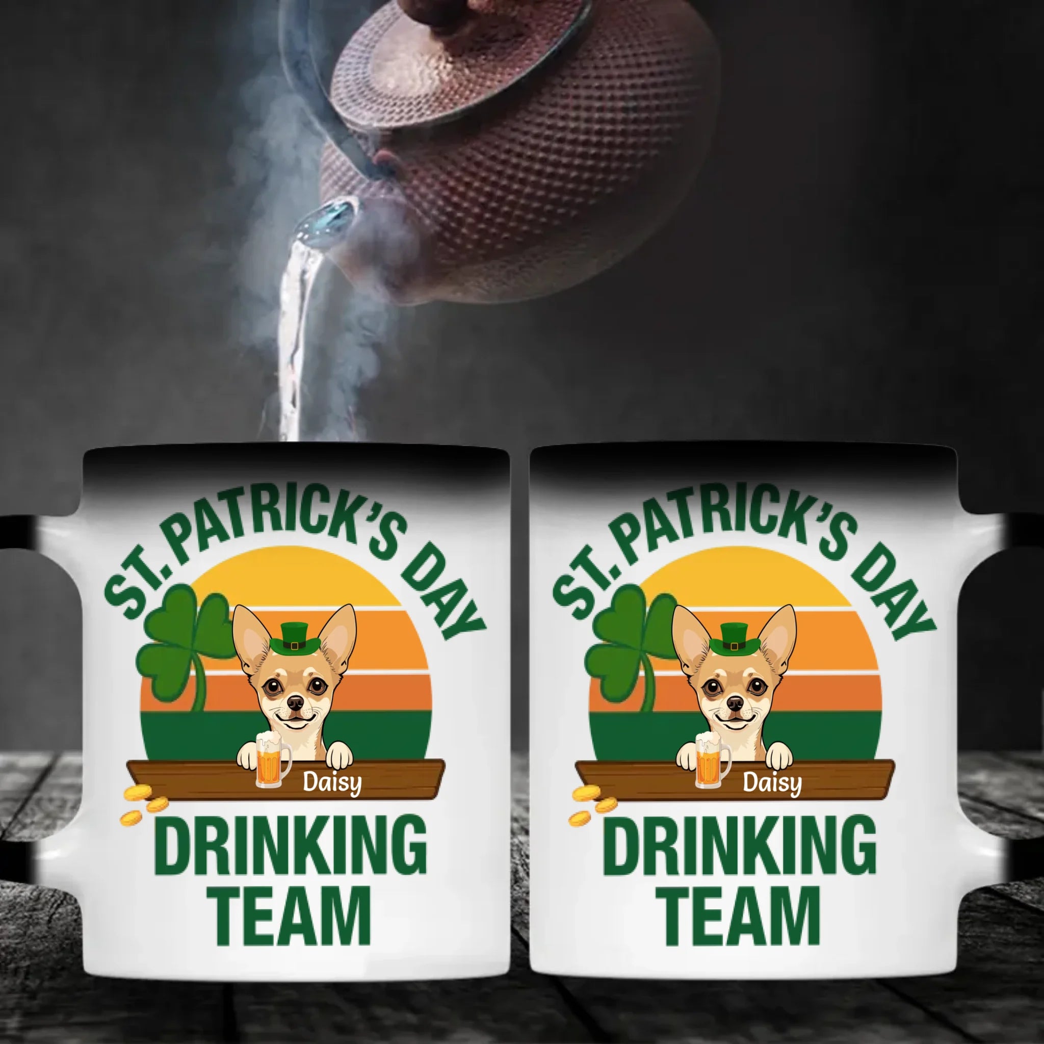St. Patrick’s Day Drinking Team Dog Mug – Custom Leprechaun Dog Design - 89Prints