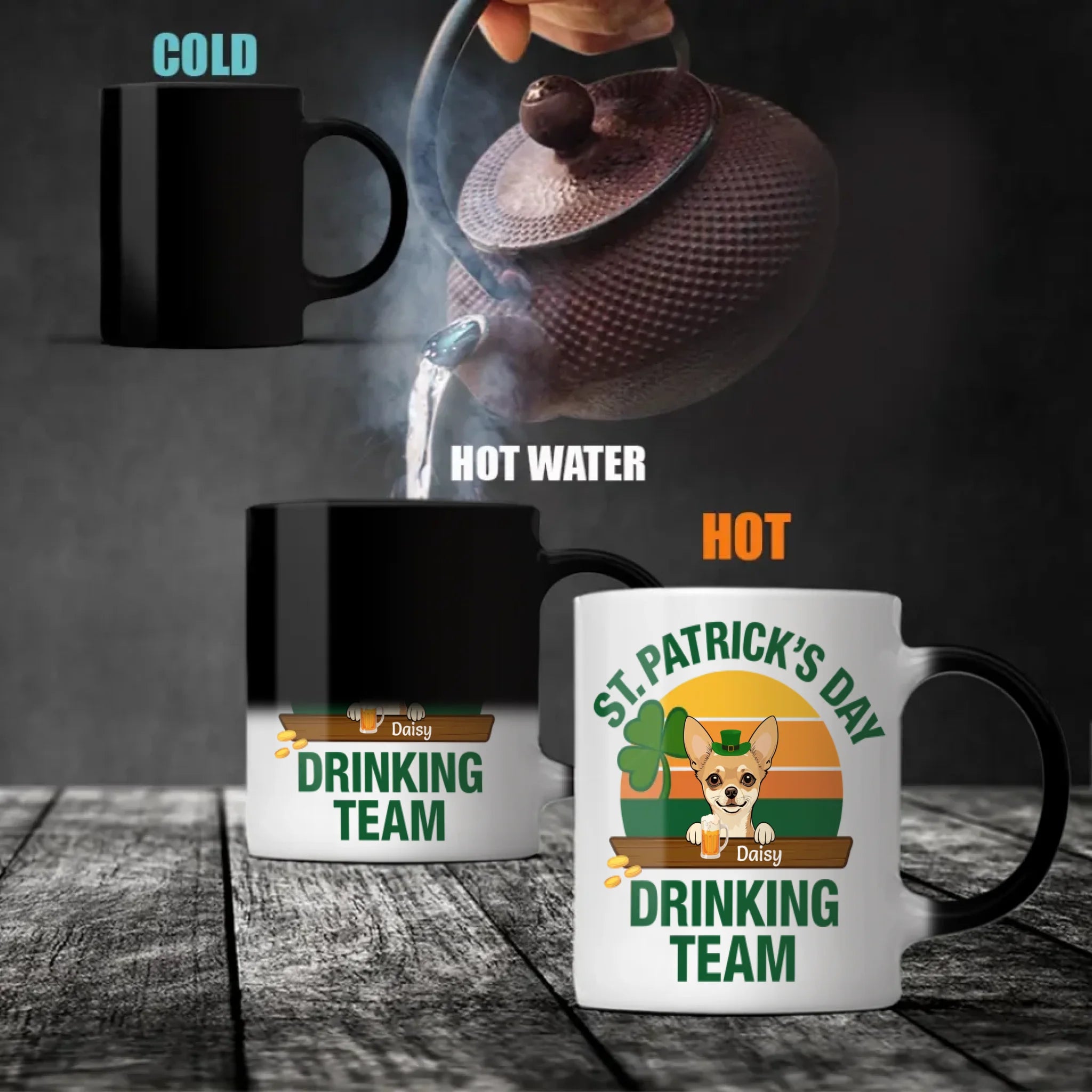 St. Patrick’s Day Drinking Team Dog Mug – Custom Leprechaun Dog Design - 89Prints