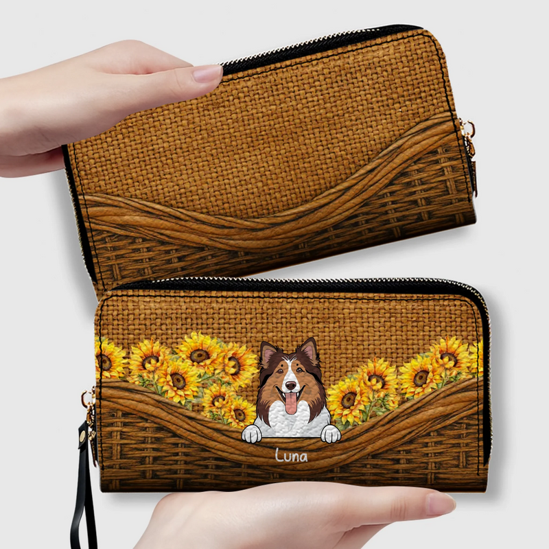 Sunflower Pet Wallet – Personalized Multi-Pet Design with Custom Name | 89Prints