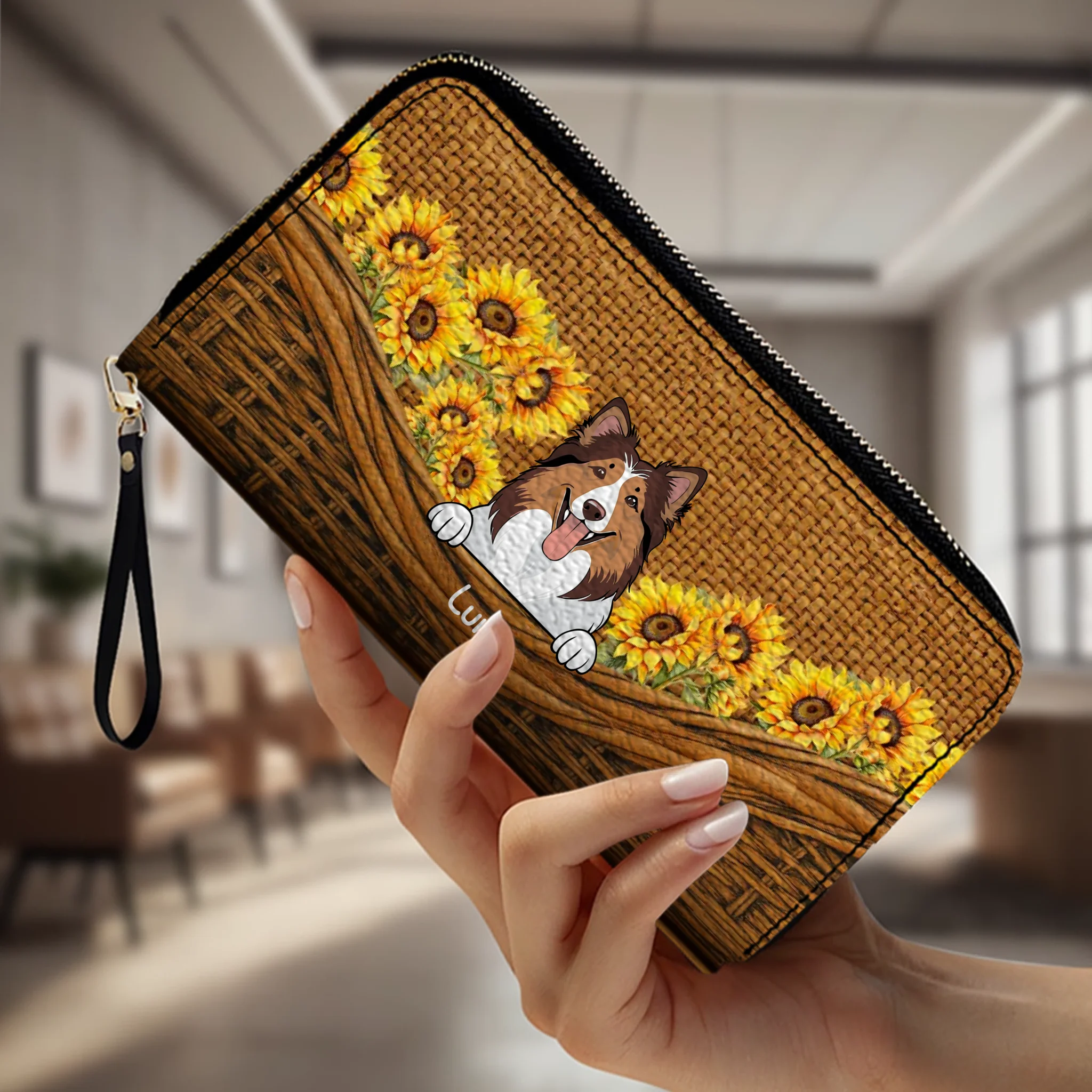 Sunflower Pet Wallet – Personalized Multi-Pet Design with Custom Name | 89Prints