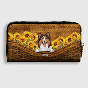 Sunflower Pet Wallet – Personalized Multi-Pet Design with Custom Name | 89Prints