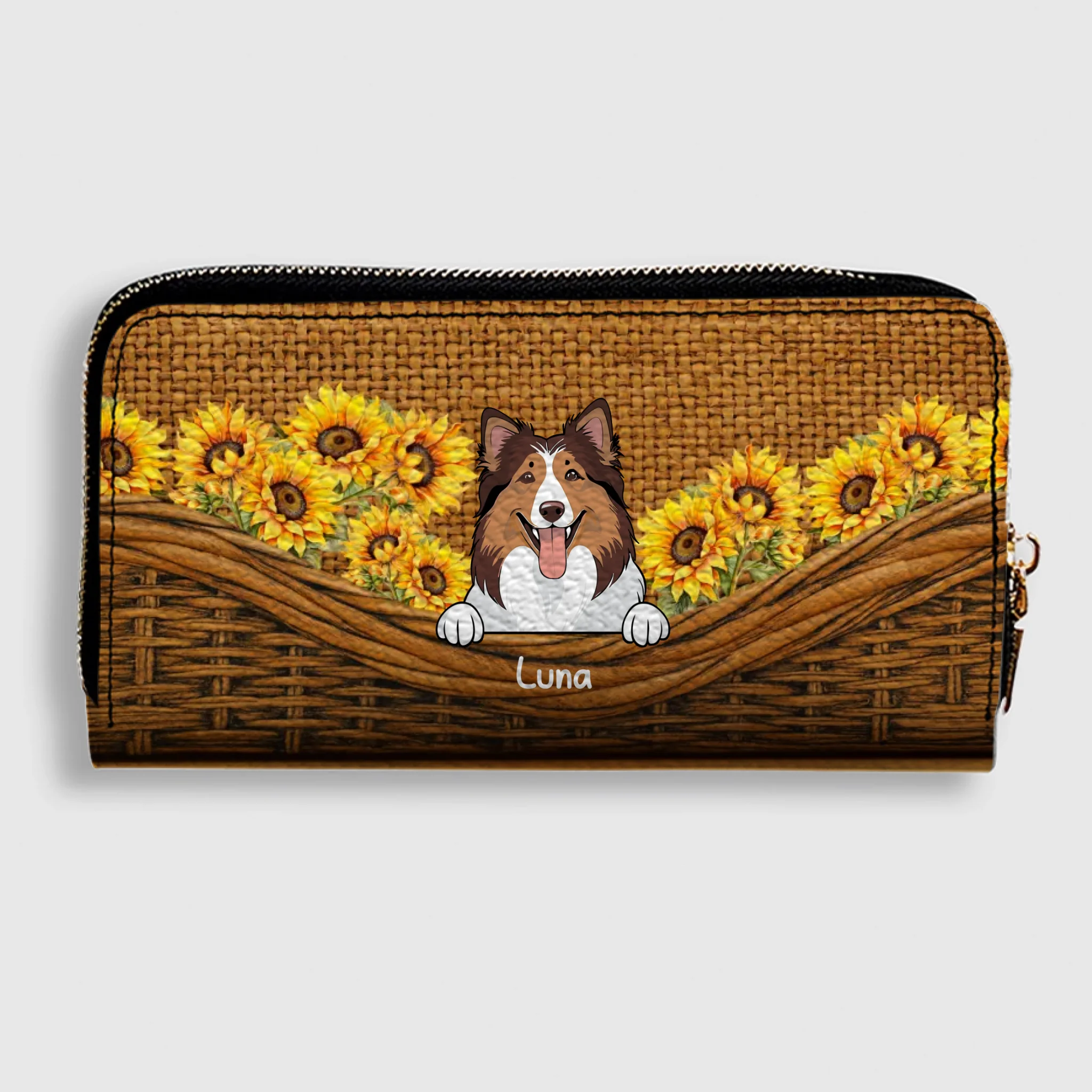 Sunflower Pet Wallet – Personalized Multi-Pet Design with Custom Name | 89Prints
