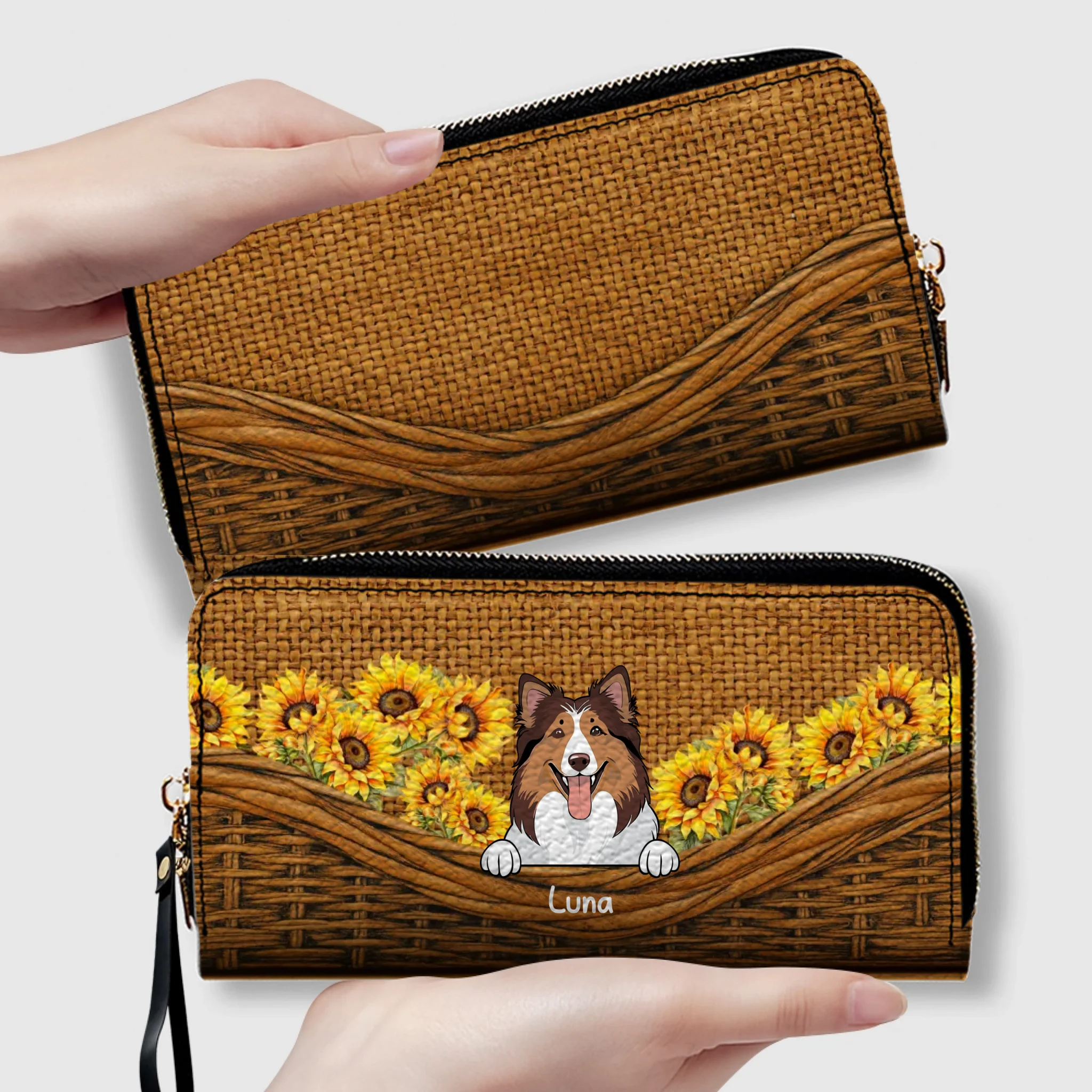 Sunflower Pet Wallet – Personalized Multi-Pet Design with Custom Name | 89Prints