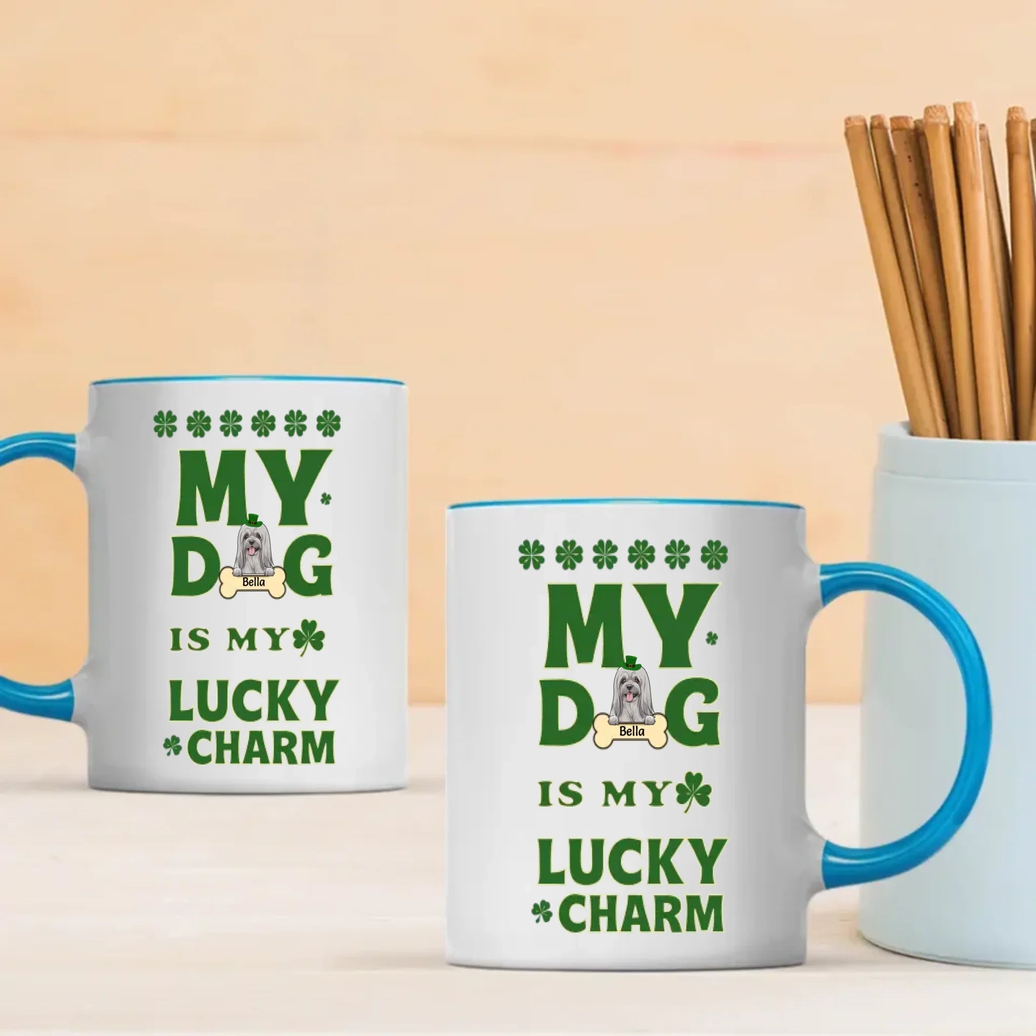 St. Patrick’s Dog Mug – Personalized Lucky Dog Celebration Coffee Cup – 89Prints