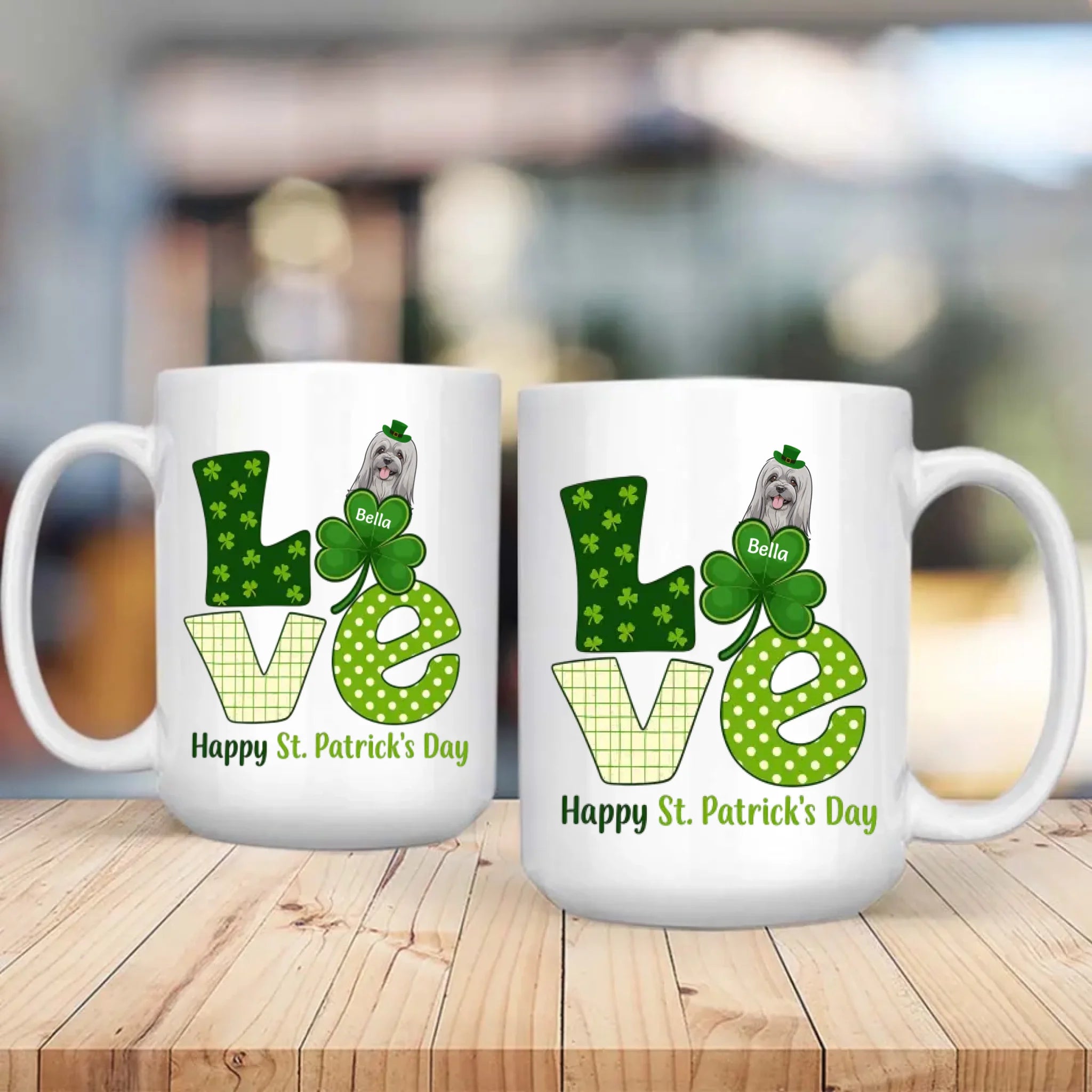Happy St. Patrick’s Day Dog Mug – Personalized Lucky Shamrock Gift – 89Prints