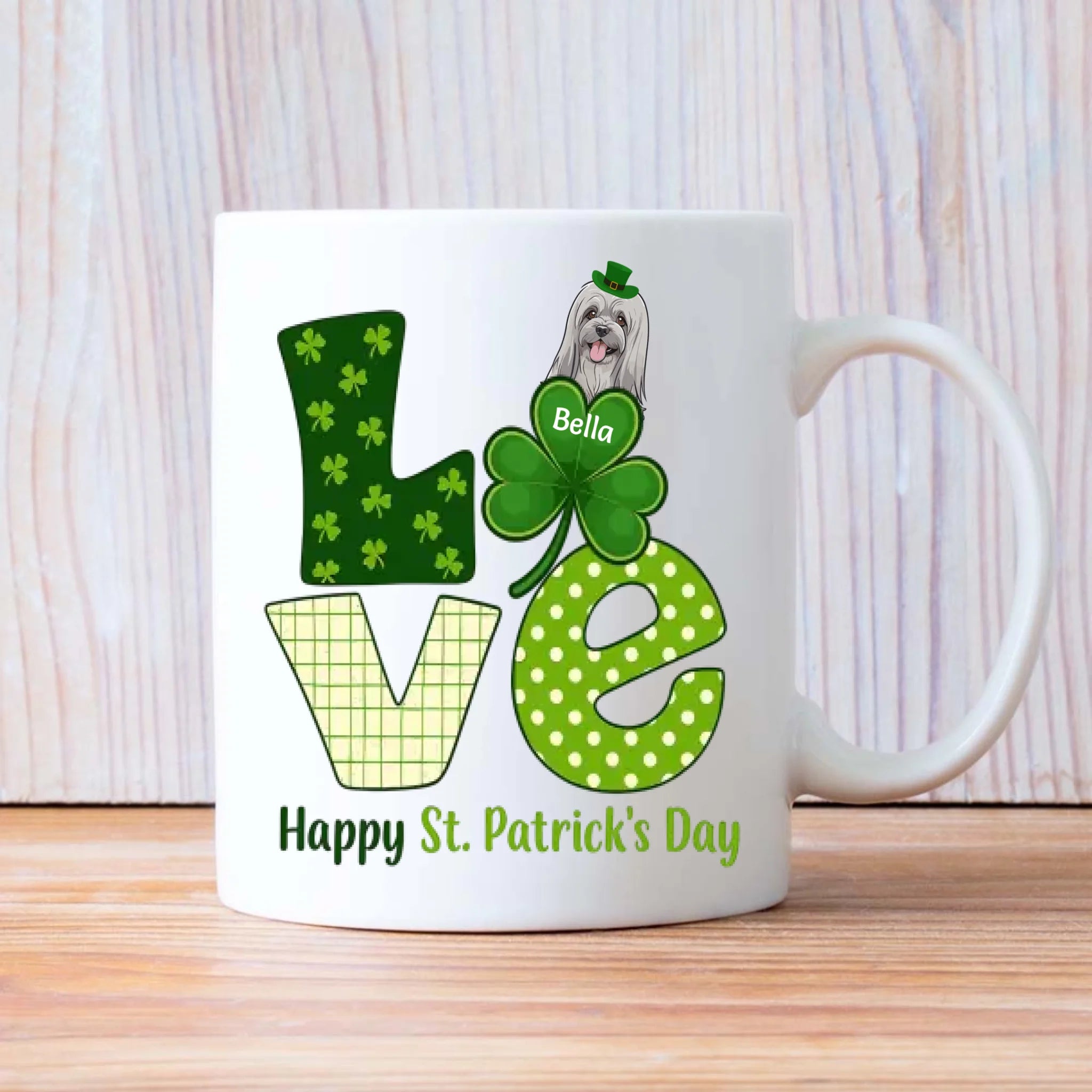 Happy St. Patrick’s Day Dog Mug – Personalized Lucky Shamrock Gift – 89Prints