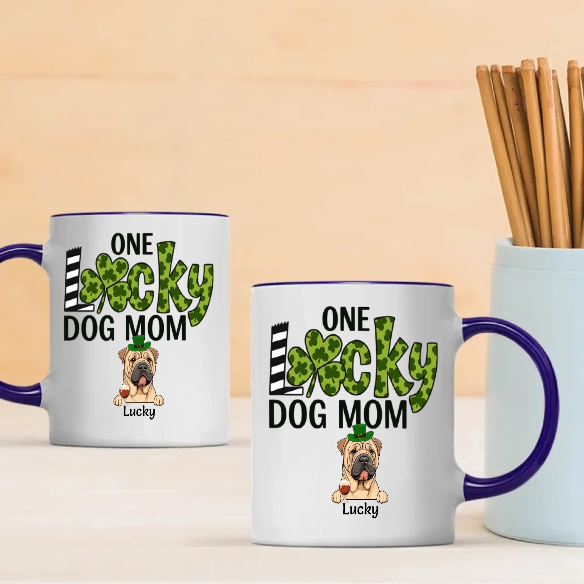 One Lucky Dog Mom Magic Mug – St. Patrick’s Day Leprechaun Dog Design - 89Prints