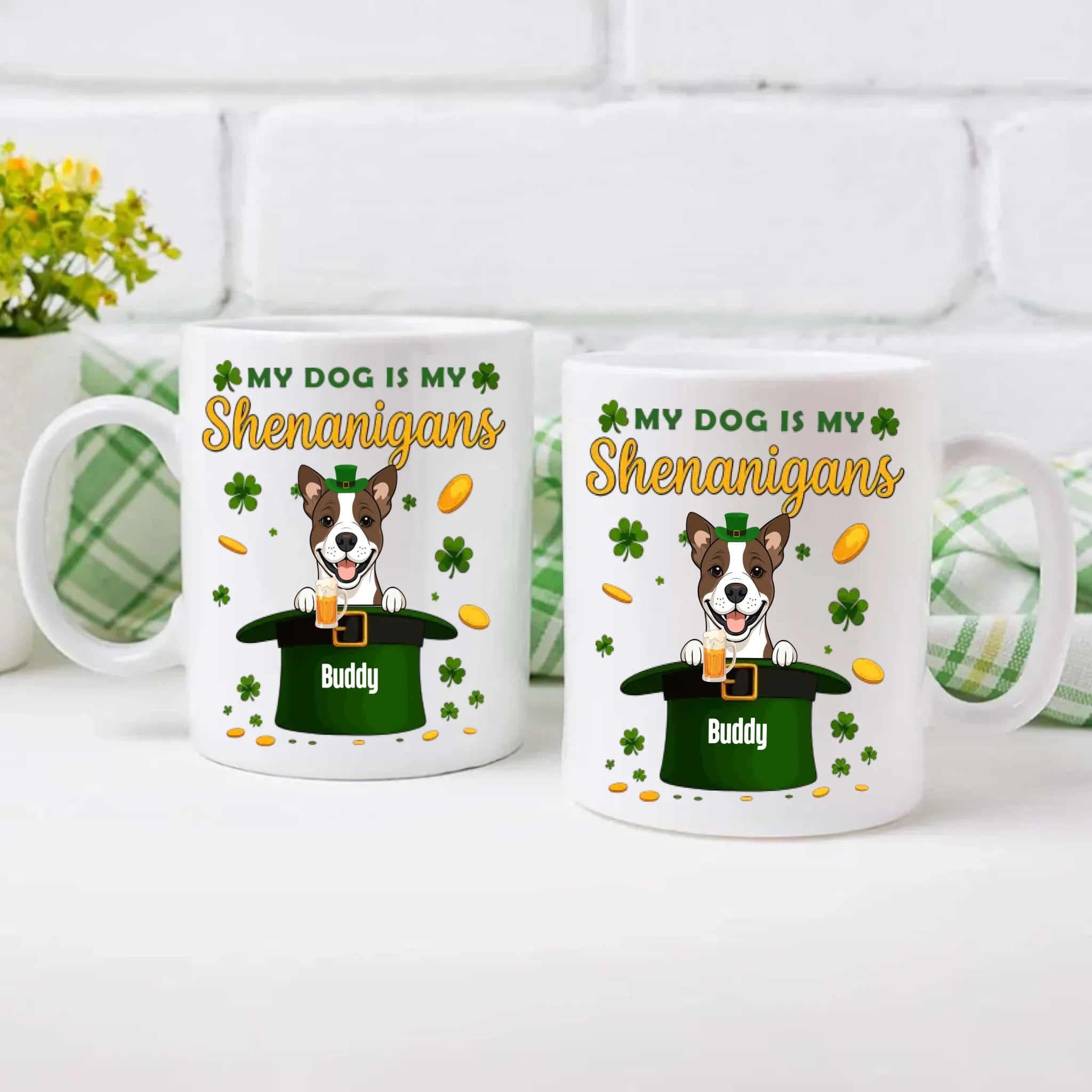 Happy St. Patrick’s Day Dog Mug – Personalized Lucky Shenanigans Gift | 89Prints