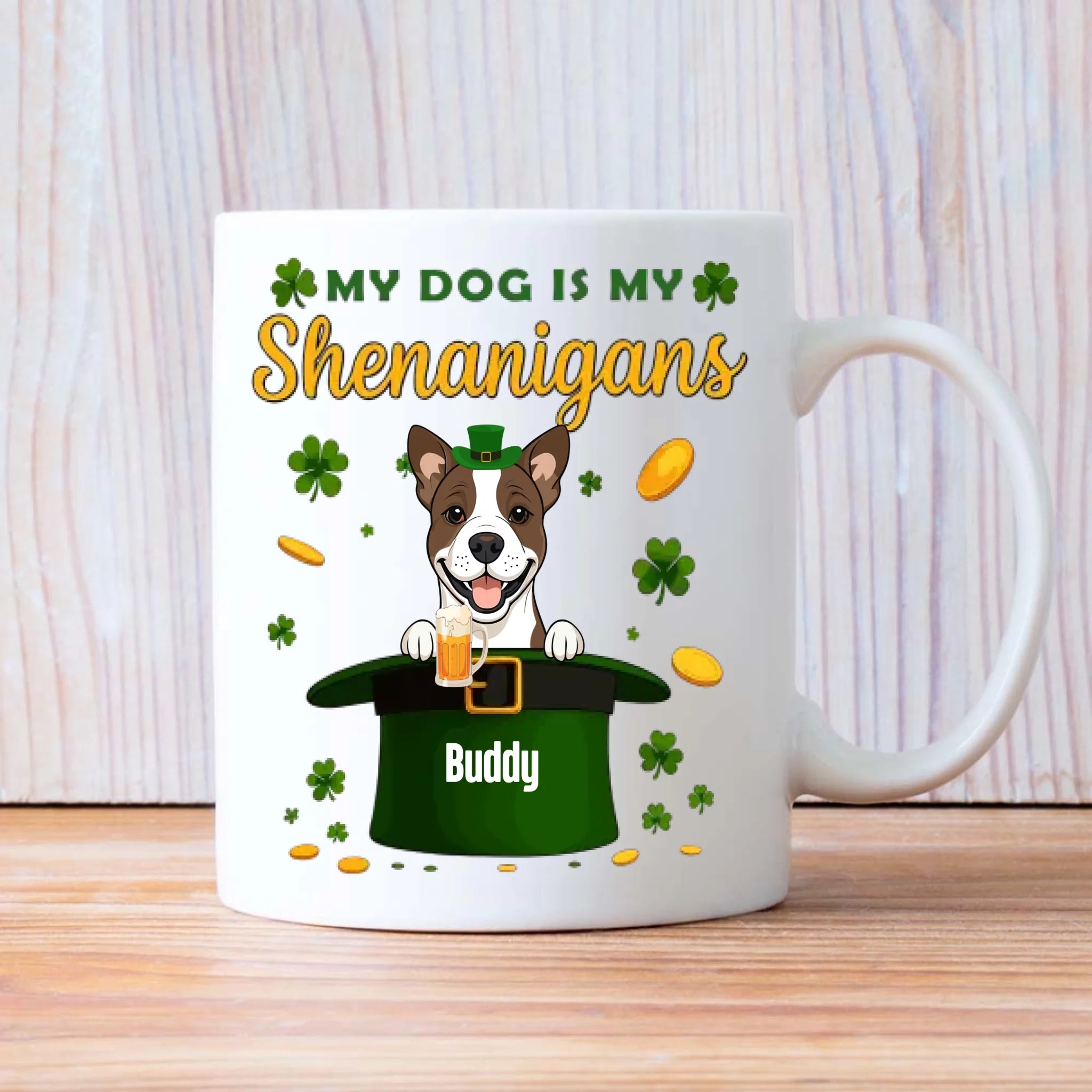 Happy St. Patrick’s Day Dog Mug – Personalized Lucky Shenanigans Gift | 89Prints