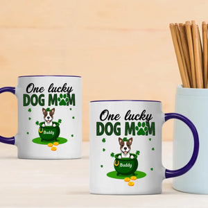 Personalized Dog Mom Mug – St Patrick’s Day Lucky Pot Design with Custom Pet Name - 89Prints
