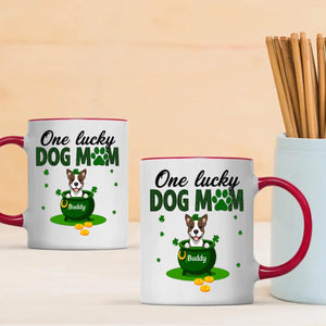 Personalized Dog Mom Mug – St Patrick’s Day Lucky Pot Design with Custom Pet Name - 89Prints