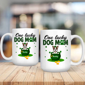 Personalized Dog Mom Mug – St Patrick’s Day Lucky Pot Design with Custom Pet Name - 89Prints