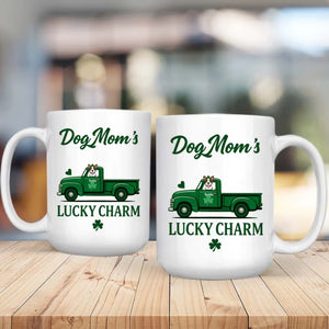 Dog Mom’s Lucky Charm Mug – Personalized Green Truck Cup with Dog Graphic - 89Prints