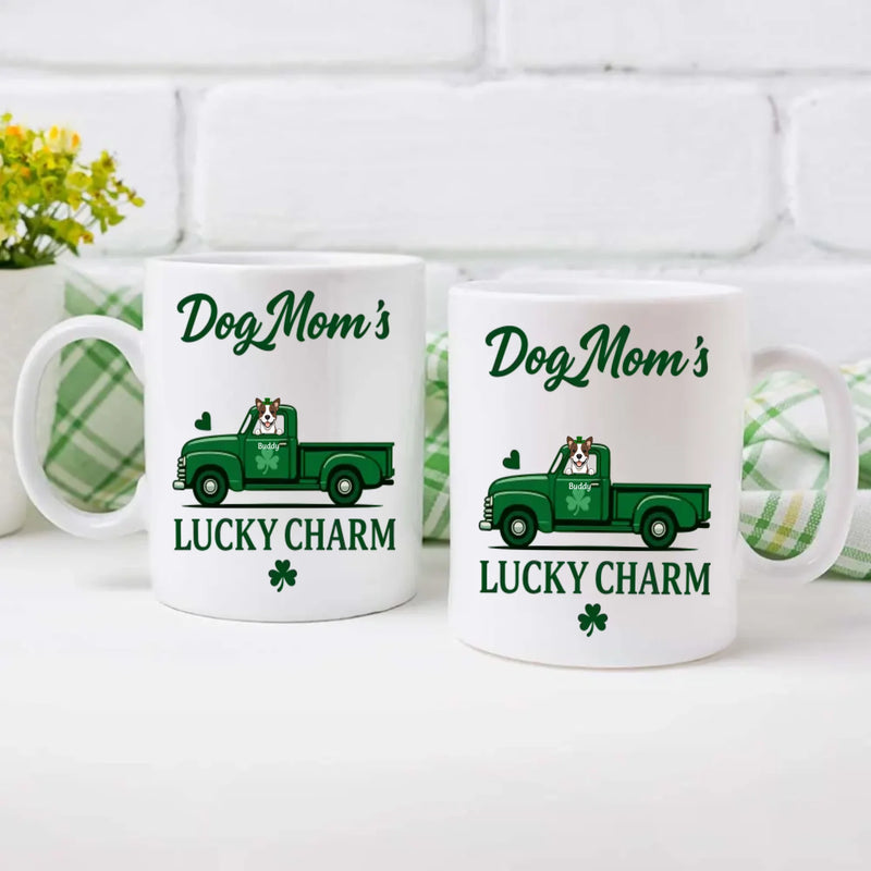 Dog Mom’s Lucky Charm Mug – Personalized Green Truck Cup with Dog Graphic - 89Prints