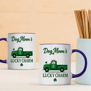Dog Mom’s Lucky Charm Mug – Personalized Green Truck Cup with Dog Graphic - 89Prints