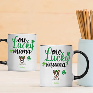 St Patrick’s Day Mug for Moms – Custom One Lucky Mama Cup with Dog Name - 89Prints