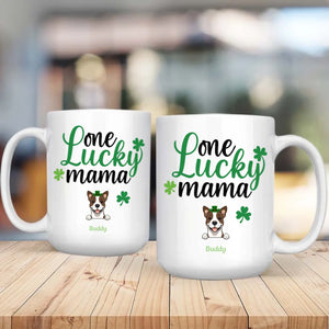St Patrick’s Day Mug for Moms – Custom One Lucky Mama Cup with Dog Name - 89Prints